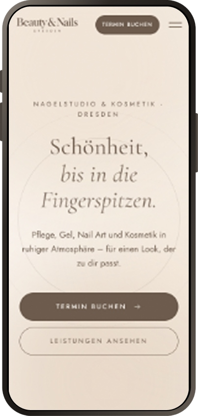Beispiel einer Studio-Webseite am Handy